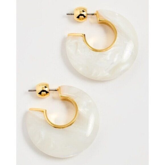 Gorjana Paseo Earrings White Marble Arc Hoops 18K Gold Plated - Picture 12 of 12